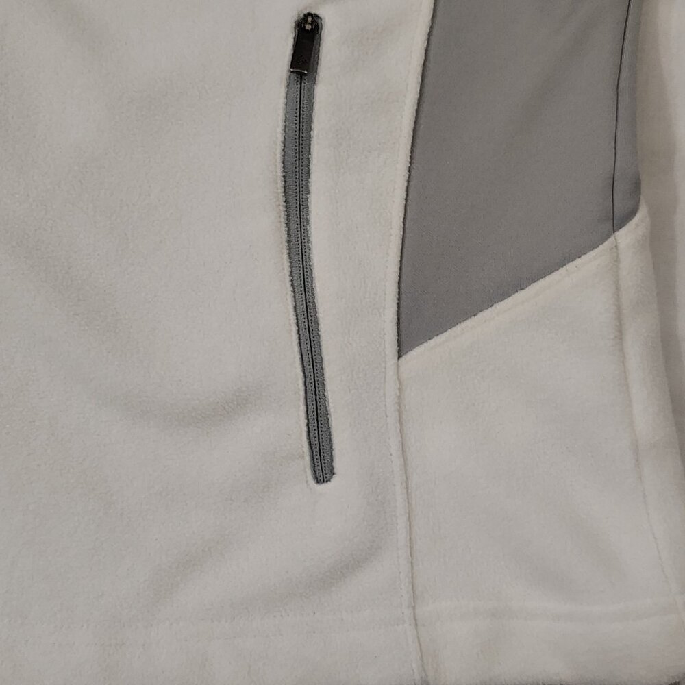 Columbia Sportswear Full Zip Fleece Jacket Womens Size Medium White Gray Pockets - Picture 15 of 16